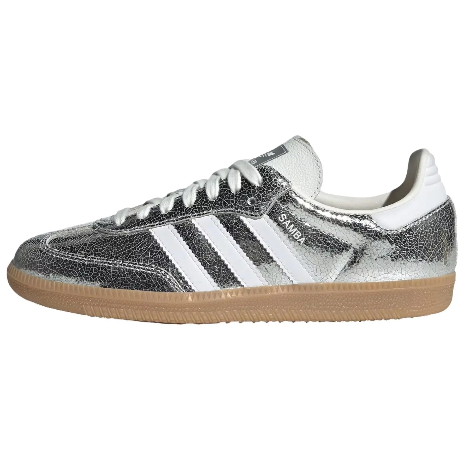 Women's Adidas Originals Samba OG Low-Top Daily Wear Sneakers - Comfortable Minimalist Thin Sole, Durable Design, Silver Color
