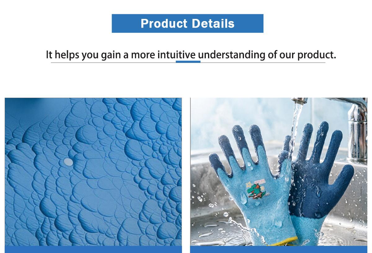 3Pairs Kids Protective Work Gloves for Boys Age 5-12 | Light Blue Anti-Slip Grip | Perfect for Beach, Gardening & Pet Handling