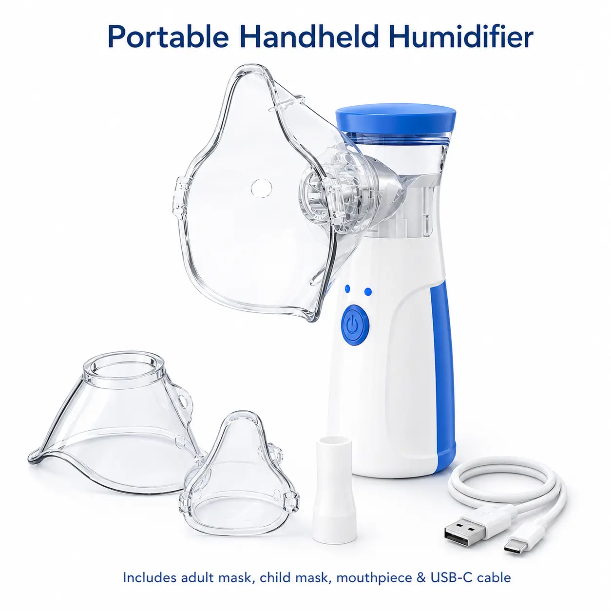 Rechargeable Portable Handheld Humidifier, Ultrasonic Cool Mist Mister with Accessories, Quiet, Moisture-Boost Personal Care Appliance, Family-Friendly Gift for Mum