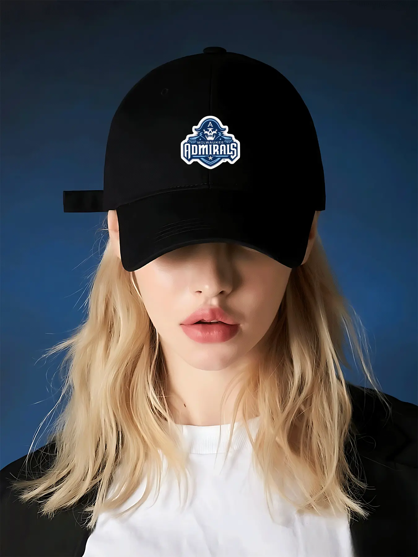Milwaukee Admirals Skull Pirate Printed Casual Sport Baseball Cap  Adjustable Velcro Strap， Stylish  Blend Hat for Outdoor Activities & Daily Wear， Perfect Gift for Men & Women， Show Your Team Spirit!