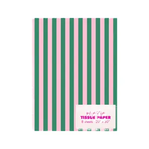 GREEN & PINK STRIPE TISSUE PAPER
