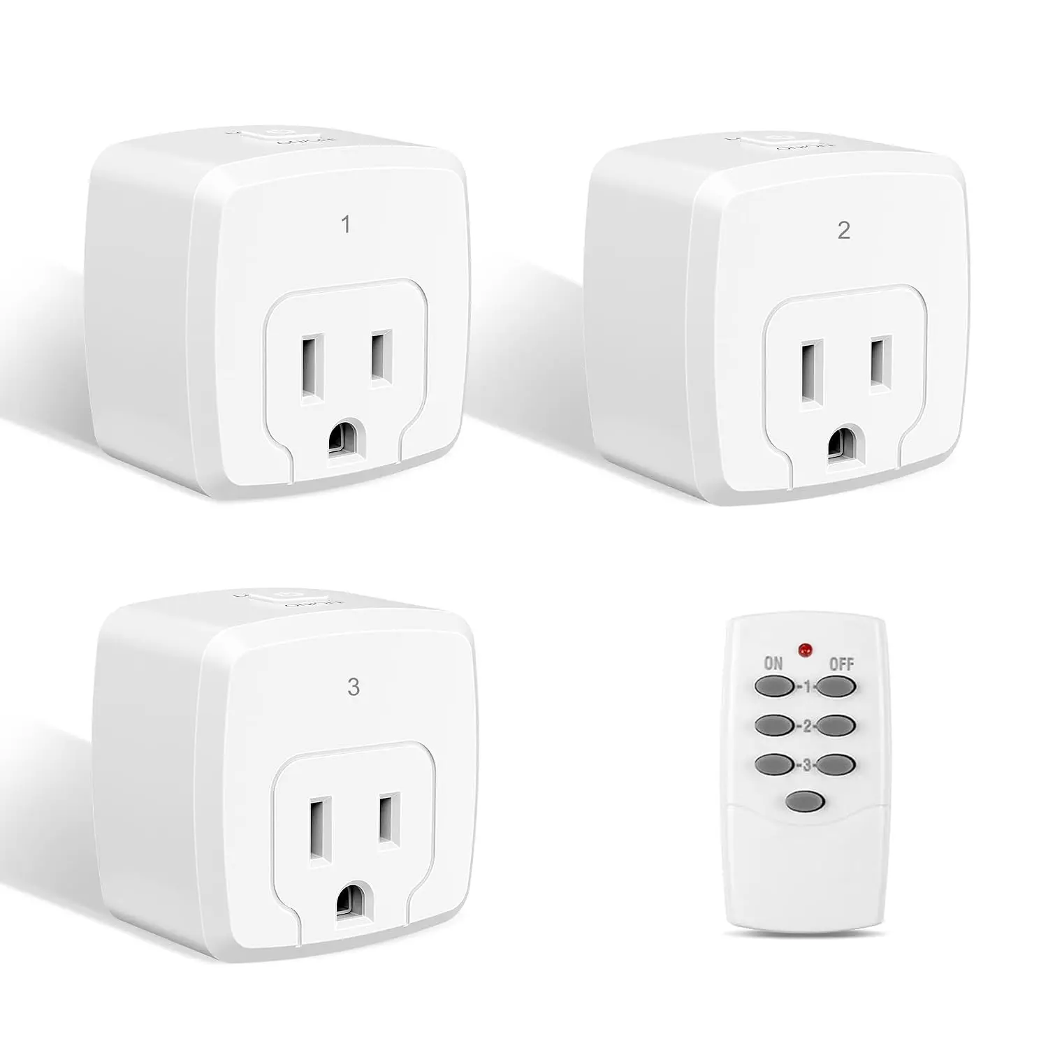 Remote Control Outlet with 100FT RF Signal, Wireless On Off Switch Plug for Household Appliances, Battery Included, 15A/1875W(3 Outlets + 1 Remote)
