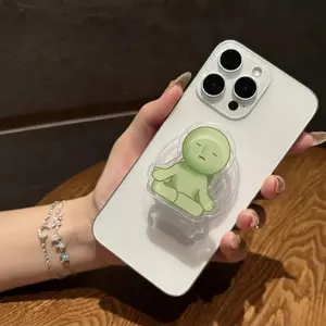 Cute Green Aesthetic Phone Grip Holder for Daily Routine Habits Minimalist Self Care Gift for Office Workers and Students