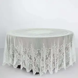 Lace Round Tablecloth 108" Ivory with Premium Design Table Cover