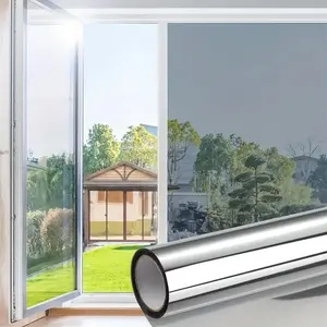 A roll of one-way privacy double-sided silver shading film, Sun shade film, self-adhesive window insulation solar control film-thermal privacy car window film, suitable for home, office, RV camping, gifts