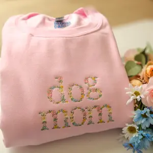 Embroidered Floral Dog Mom Crewneck Pullover