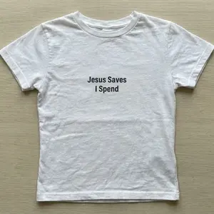 Jesus Saves I Spend Baby Tee Funny Crop Top Trendy for Women Christian Crop Top Funny Baby Tee for Her Sarcastic Tee Crop for Her Funny Gift