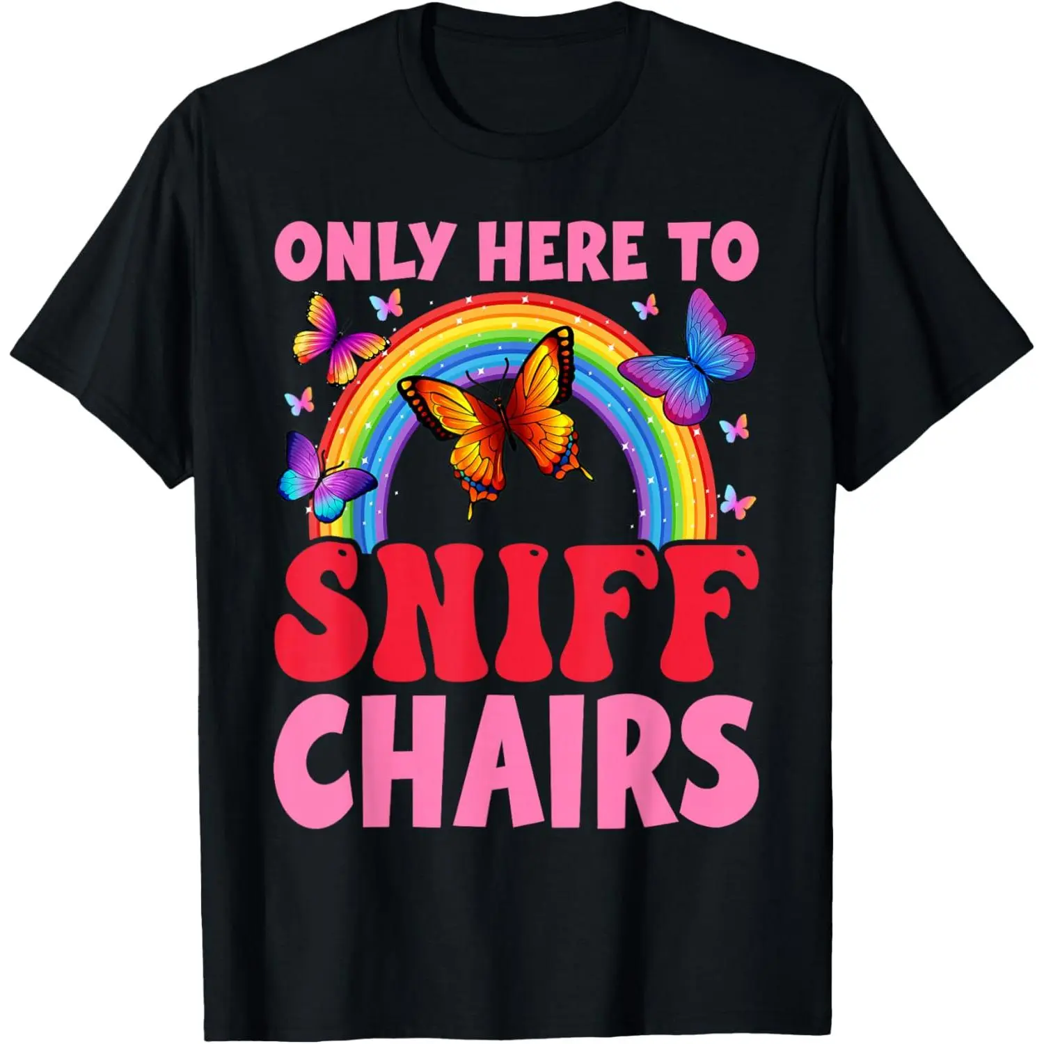 Men's Pure Cotton Funny Meme T-Shirt - 'Sniff Chairs' Random Print, Casual Round Neck Short-Sleeve, Loose-Fit Valentines Day Gift, Menswear Clothes for All Seasons (Regular Sizes)