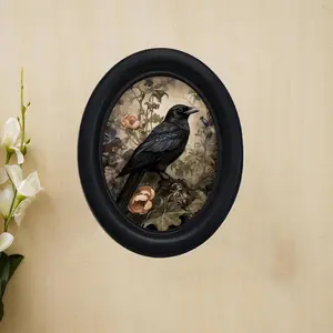 Bohemian Vintage Crow and Floral Boho Print Decor Western Wall Art Painting for Home Office, Unique Halloween and Thanksgiving Holiday Decoration, Vintage Prints