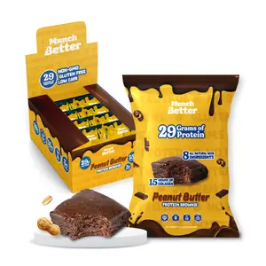 Munch Better High Protein Peanut Butter Brownies (8 Pack) Gluten Free 29 Grams of Protein Non-GMO