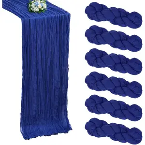6 Pack Royal Blue 10FT 120 Inch Boho Rustic Sheer Cheesecloth Gauze Table Runner for Wedding Birthday Party Baby Shower Holiday Home Decorations