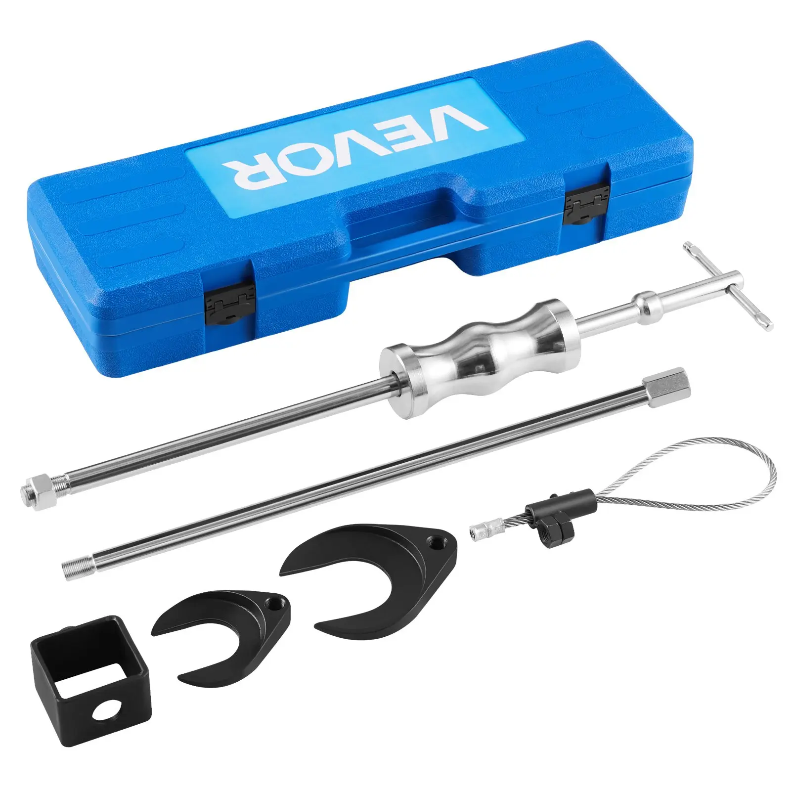 【Summerfinds】VEVOR Inner CV Axle Puller Tool Set with 5/8 in-18 Slide Hammer & 2-Inch 2.5-Inch CV Joint Fork Adapter, Inner CV Joint Removal Tool Kit, Heavy Duty Front Wheel Drive Axle Puller Slide Hammer Set