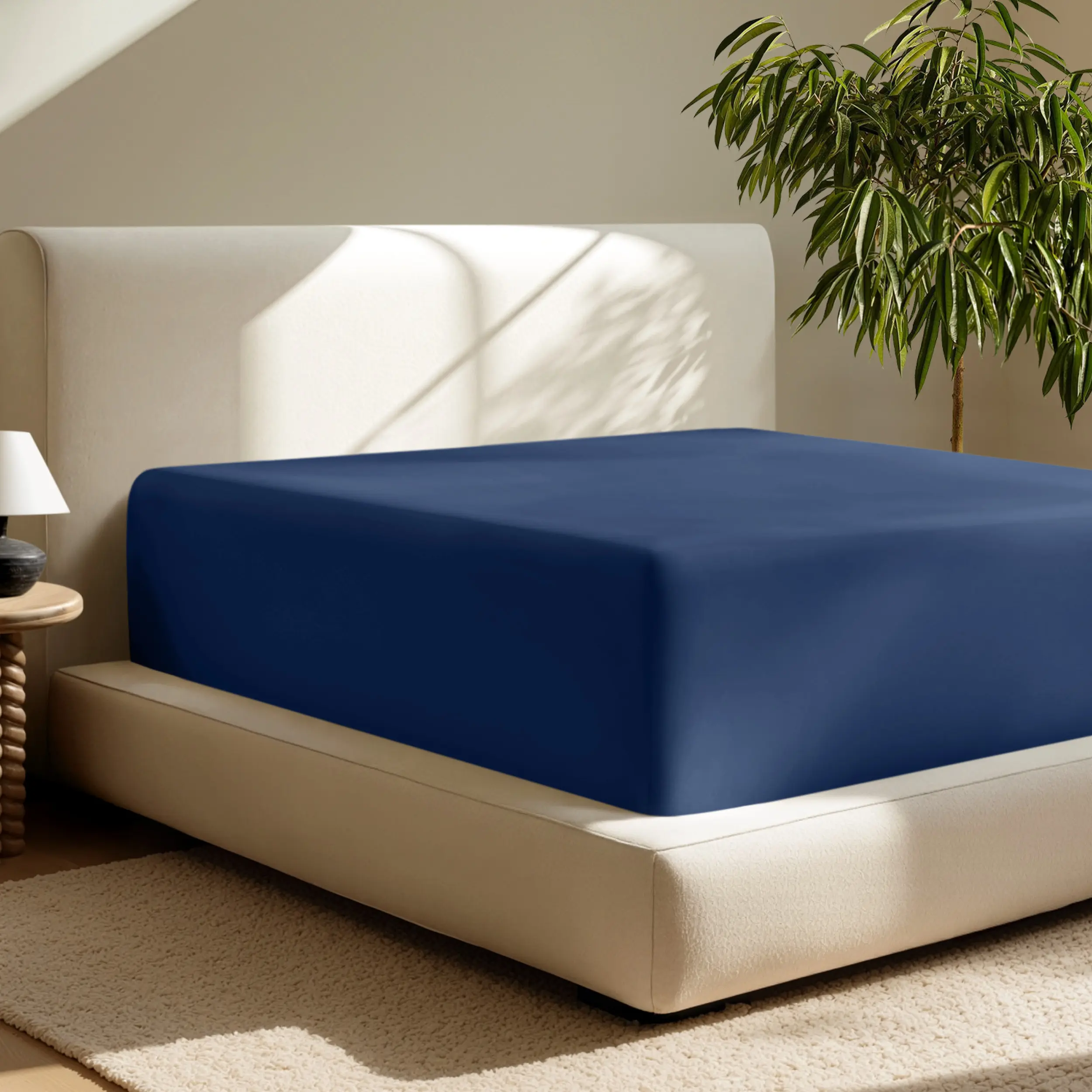 Bare Home Ultra-Soft 22-in Pocket Breathable Fitted Bedsheet, Solid Color Microfiber Bedding Linen, Bedsheets, Breathable Fitted Sheet