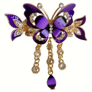 3pcs Butterfly Hairpin Set, Featuring Shiny Rhinestones And Tassels - a Retro-Style Accessory, Suitable for Regular Hair, an Ideal Christmas And Holiday Gift for Daughters And Mothers.