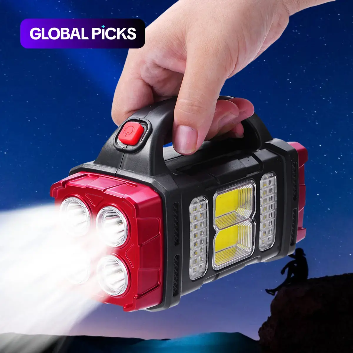Portable Solar-Powered Camping Light, Outdoor Rechargeable LED Flashlight, Multifunctional Solar Hand Lamp for Camping and Hiking, Camping Accessories #GLOBAL PICKS