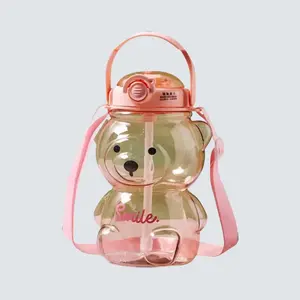 Cartoon Bear Bottle - Reusable Tumbler for Kids, Portable & Washable Drinkware Bottled Mug Cup Tear