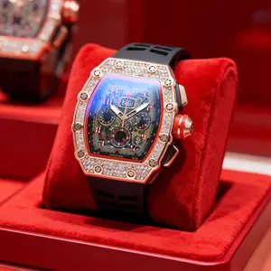 Men's Luxury barrel-shaped watch Rhinestone Embellished Watch IncludedFashion Timeless ClassicWatch Flash Sale -Fashionable itis elegant, Water-Resistant Watch - Perfect for Any Occasion durable, and the perfect choice foreverydaywear dive top quality rel
