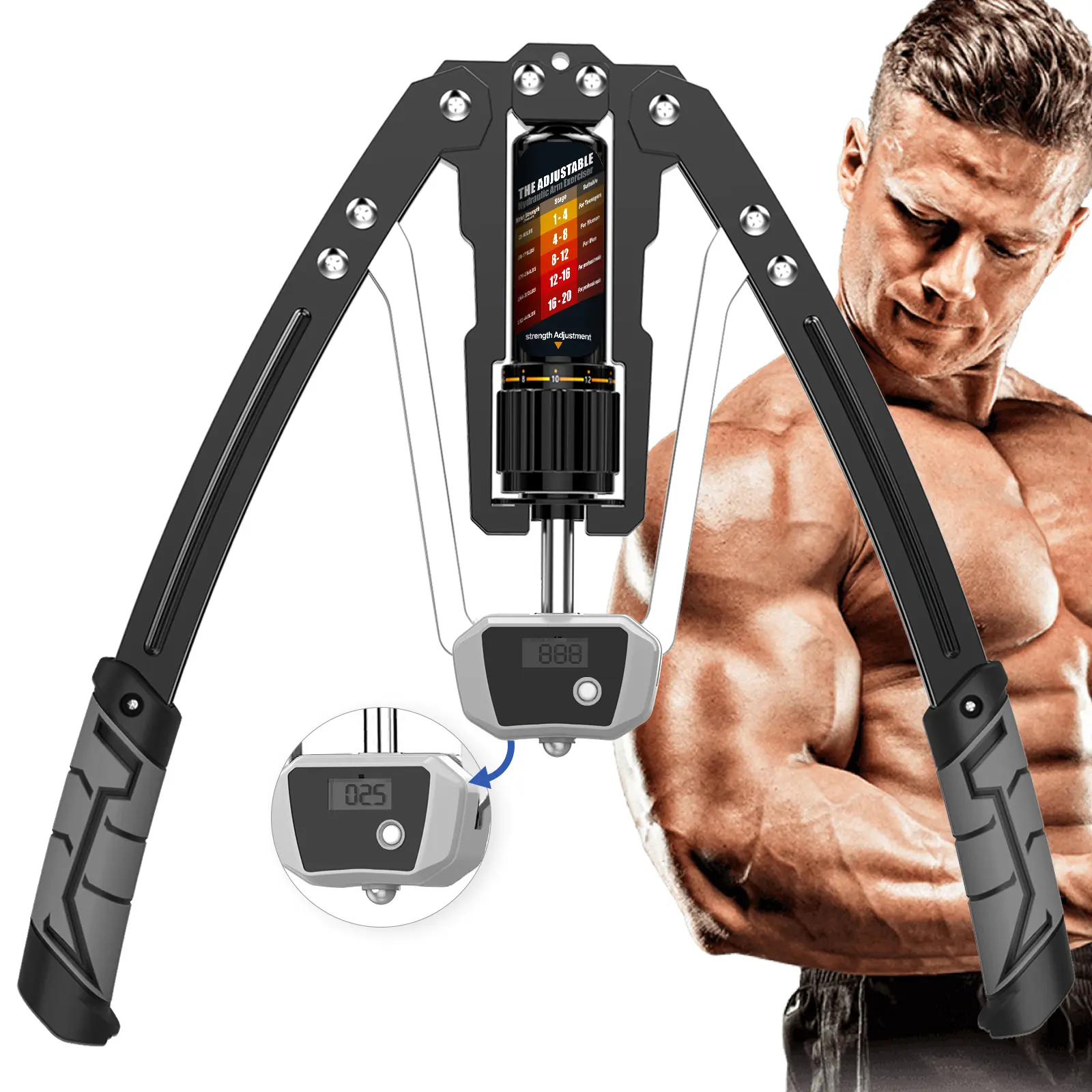 EAST MOUNT Twister Arm Exerciser with Counter Display - Adjustable 22-440lbs Hydraulic Power Gym Machine, Home Tricep Press Machine, Chest Expander, Shoulder Muscle Training Equipment