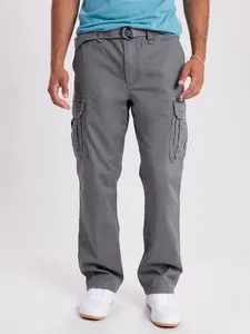 Survivor Cargo Pants for Men Relaxed Pants – Cotton Twill Vintage Wash Utility Workwear Trousers with Belt, Multi-Pocket Everyday Streetwear Pants