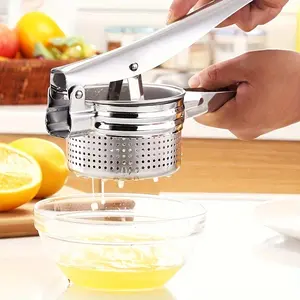 Stainless Steel Potato Masher, Manual Food Presser, Fruit Juicer, Vegetables Juice Extractor, Vegetable Crusher, Kitchen Tool, Model Xinghao, 1 Piece