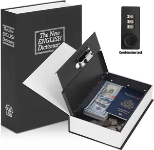 Book Money Box with Password Lock, 1 Count Hidden Secret Storage Box, Safe for Cash, Jewelry, Passports, Valuables, Secure Lock Box for Home, Office, Travel, Mechanical Box