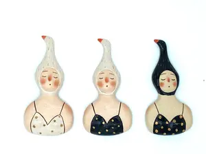 Handmade Ceramic Swan Girl Fridge Magnet: Home Decor