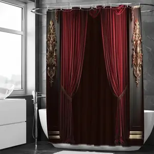 Vintage Elegant Curtain Pattern Shower Curtain, Perfect for Bathroom Decor, Easy to Clean, Multiple Sizes Available, Includes Curtain Hooks