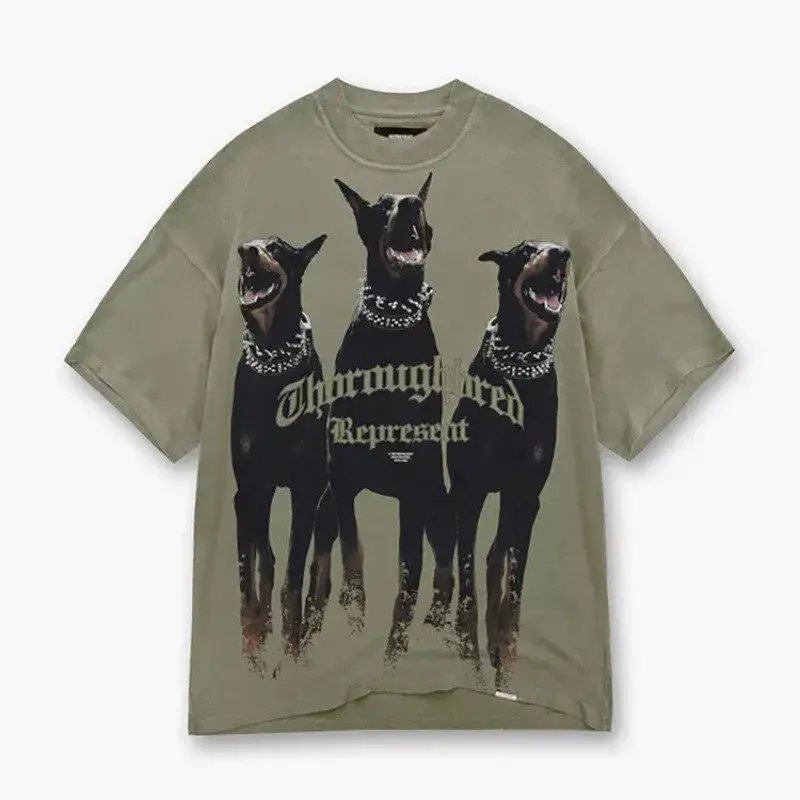 REPRESENT Vintage Washed Old Doberman Shark Print Short Sleeves T-shirt