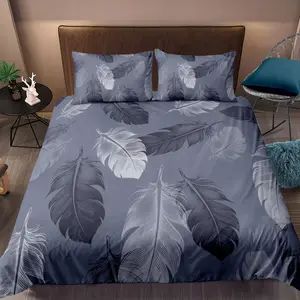 Nordic Feather Comforter Set with One or Two Pillowcases, Polyester Fabric Bedroom Decor Gifts with Floral Guitar Cactus Design