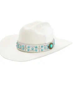 Shyanne Women's Beaded And Feather Embellished Felt Cowboy Hat - Sdhf24024