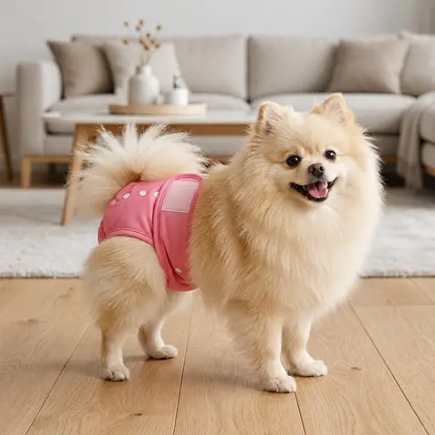 Solid Pink Cloth Reusable Female Dog Diapers with Washable Pee Pads - Leakproof Pad, Absorbent, Soft Mesh, Velcro Closure, Rash-Free Airflow, Tumble Dry Low, Multi-Size (XS-L), Heat Cycle Guard, Cute Aesthetics for Incontinence