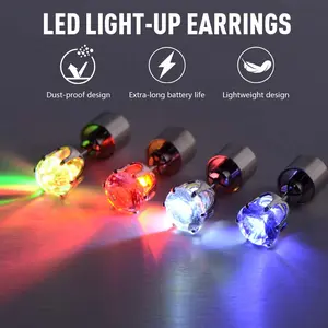 LED Light Up Stud Earrings, Color Changing Glowing Crystal Earrings, Luminous Flashing Jewelry for Rave Party, Halloween, Christmas, Concert, Night Club, Unisex Lighted Earrings for Men Women decor graduation