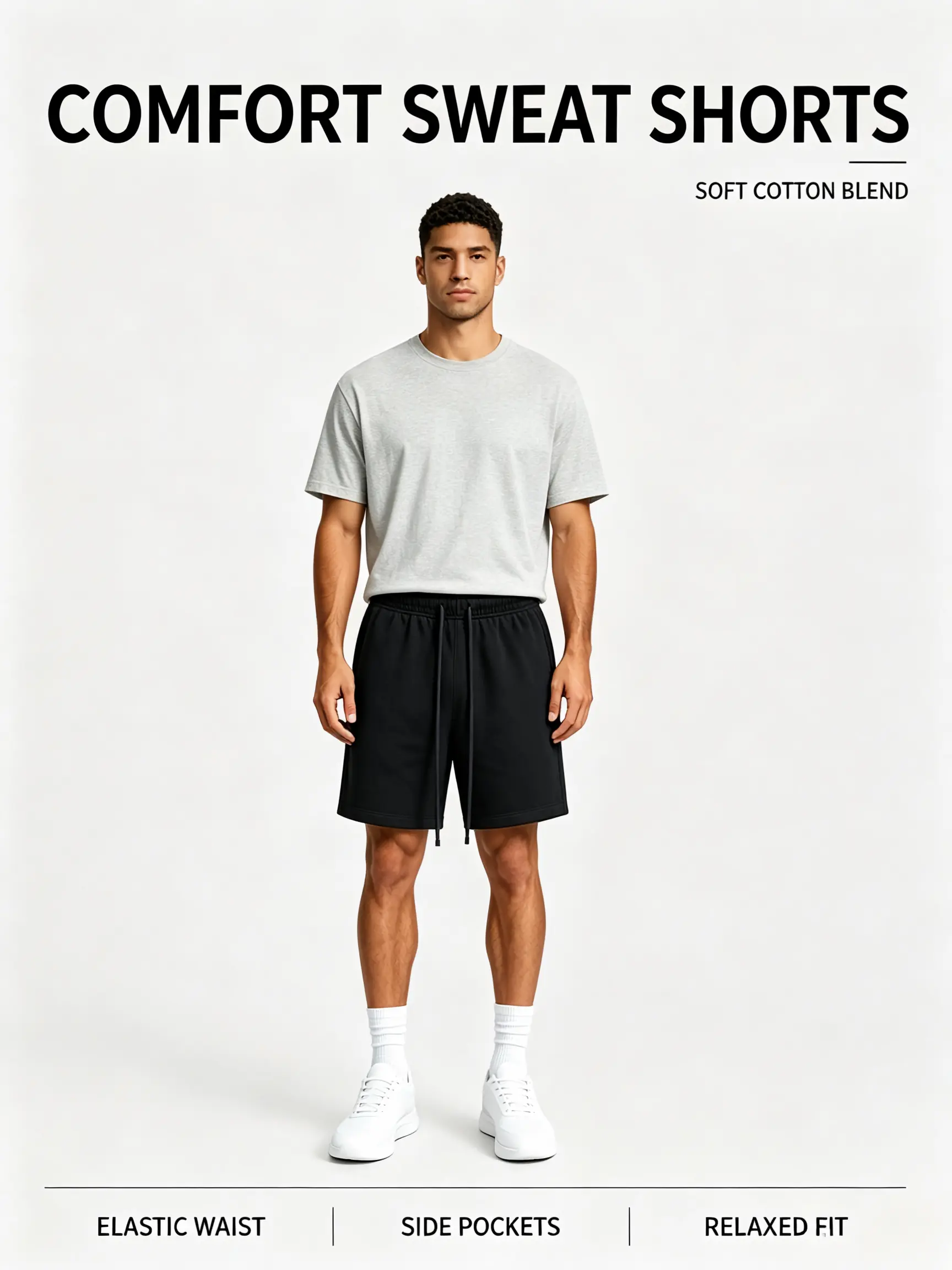 Comfort Shorts Men’s Drawstring Waist Soft Lounge Athletic With Pockets