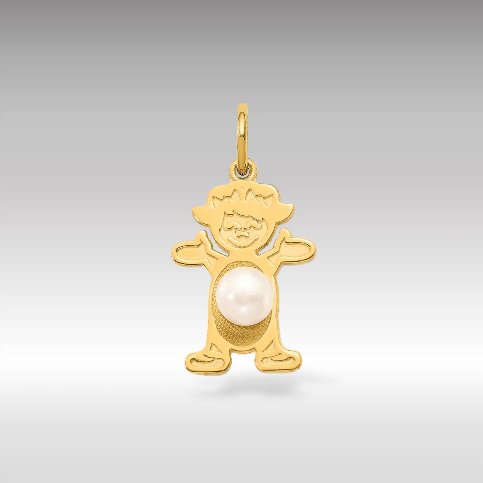 14K Gold Girl June Birthstone Pearl Pendant