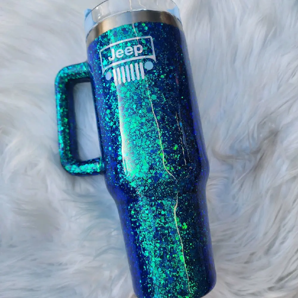 Blue Glitter off road Tumbler Drinkware Water Bottles
