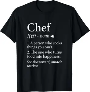100% cotton Unisex Chef Definition Funny Line Saying Cook Cooking Gifts Chefs T-Shirt