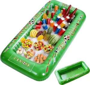 Soccer Party Inflatable Serving Bar | 53" Large Floating Pool Cooler & Buffet Tray for Drinks Food | Outdoor Game Day Decorations, Portabletailgating & Birthday Supplies