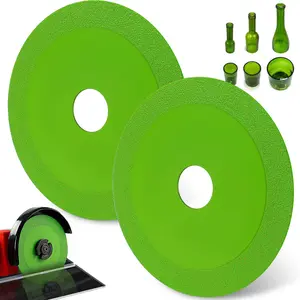 PoDhey 2 Counts Glass Cutting Disc 1mm Ultra-Thin Glass Saw Blade Green Ceramic Tile Cutting Blade Reusable Diamond Cutting Blade for Cutting Grinding Glass Jade Crystal Ceramic