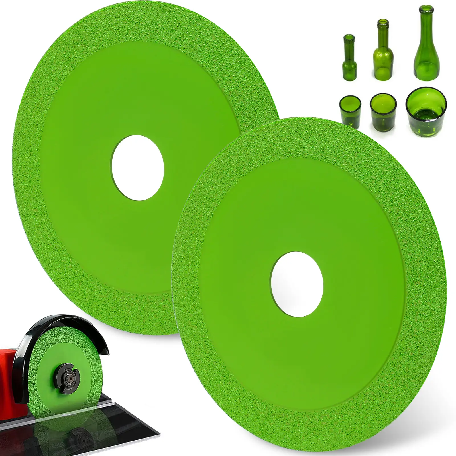 PoDhey 4 Counts Glass Cutting Disc 1mm Ultra-Thin Glass Saw Blade Green Ceramic Tile Cutting Blade Reusable Diamond Cutting Blade for Cutting Grinding