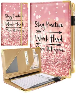 Server Book for Waitress Cute Serving Books with Zipper Pocket Accessories Leather Server Check Book