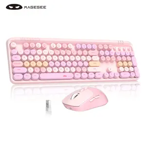 MageGee V920 Wireless Computer Keyboard & Mouse Combo - 2.4G Ultra-Silent Typewriter Style, Smart Sleep with Instant Wake, Aesthetic Gradient Design with Round Keycaps - PC/Mac/Laptop Compatible, No Battery Included