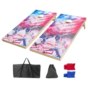 【Spotlight Day】VEVOR Cornhole Set, 4x2 ft Corn Hole Game Boards, Solid Wood Portable Toss Board, Indoor and Outdoor Cornhole Play for Adults, Include 8 Bean Bags and Carrying Case, for Yard, Backyard, Beach, Camping