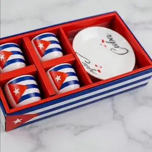 Cuban Style Espresso Cup Set – 4 Cups + Saucer – Coffee Set Gift
