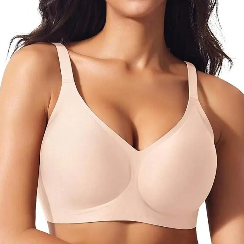 EssElegance FZ 1/2PCS Wirefree Bras for Women Full Coverage No Underwire Everyday Bras Comfortable Wireless Padded Jelly Bras Fit Nylon