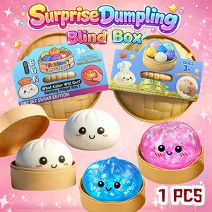 [Blind Box] 2026 New Glitter Dumpling Squishy with Steamer Box, Soft Sensory Fidget Steamed Bun Squeeze Tool for Adult Stress & Anxiety Relief, for Home Office Party