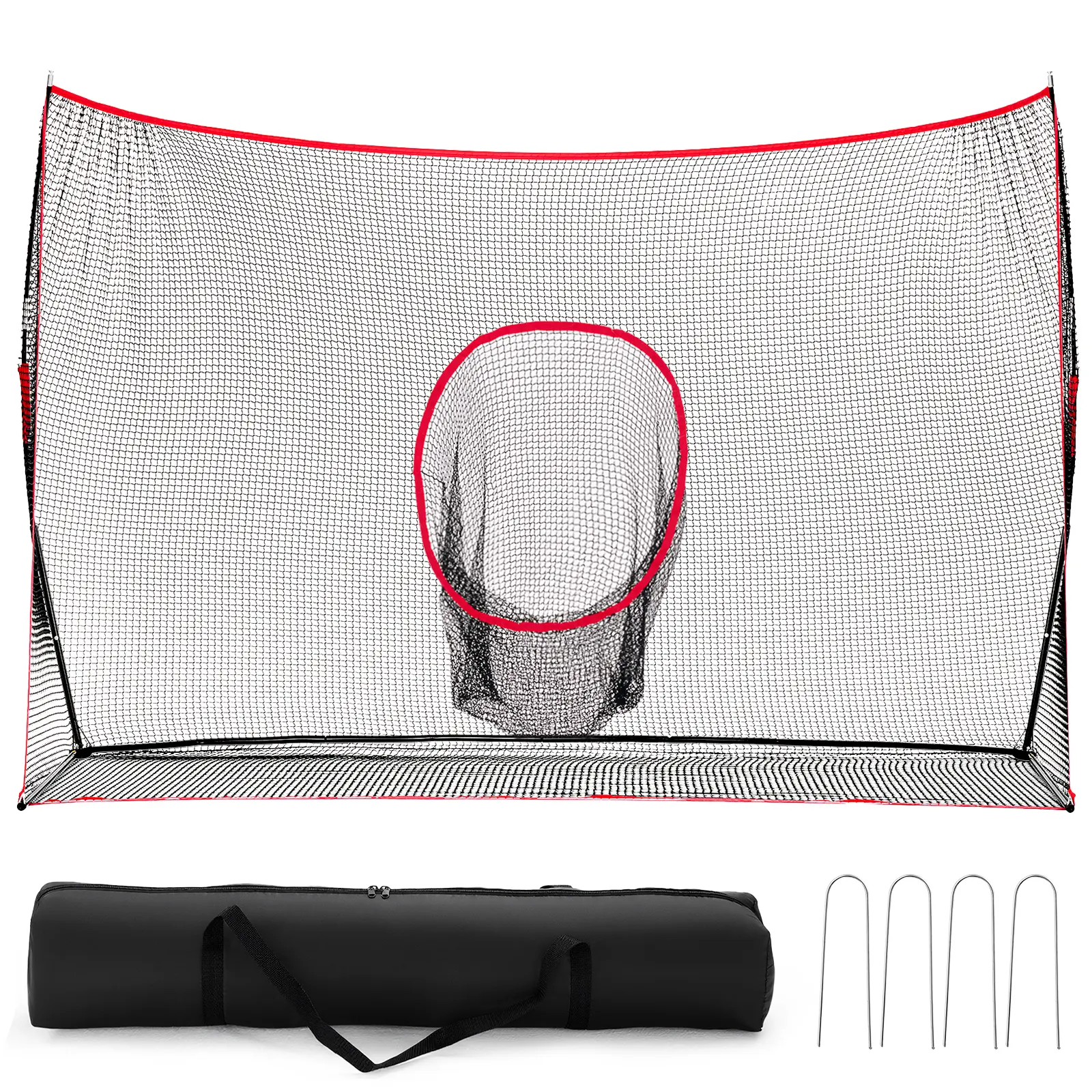 10x7 ft Golf Practice Net with Durable Fiberglass Poles, Portable Hitting Net with Extra-Wide Area for Adults, Indoor & Outdoor Backyard Driving Range