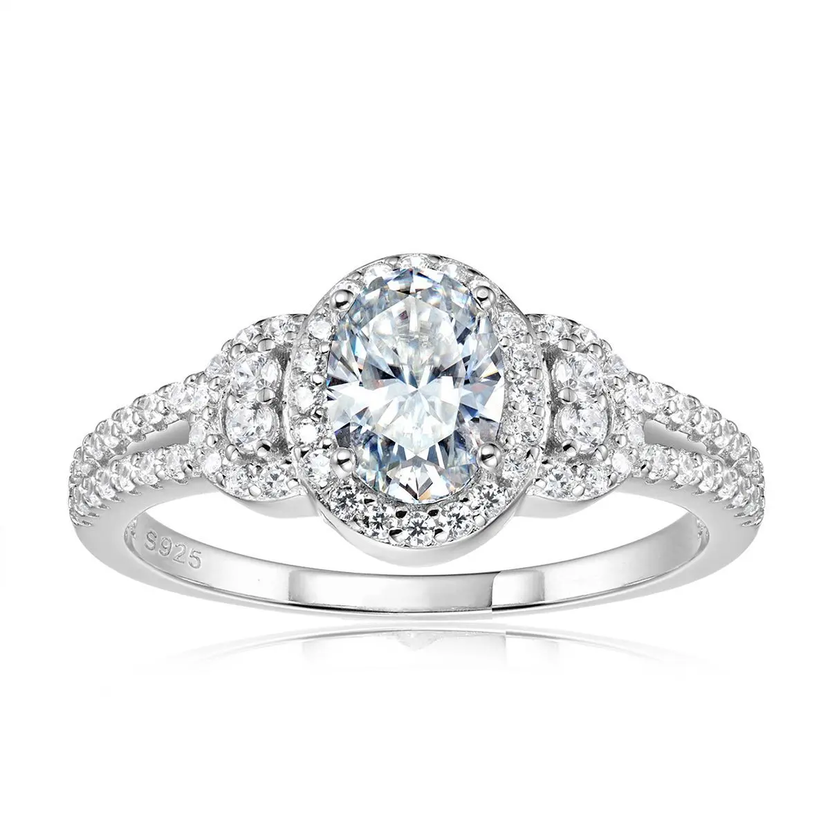 S925 Solid Silver Sparkling Moissanite Ring | Classic Closed Band for Women