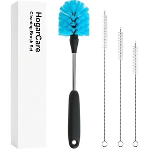 4 Pack Bottle Brush Cleaning Set, Long Handle Stainless Steel Bottle Cleaner Brush, 3 Straw Brushes, Cleaning Brush for Water Bottle, Cups, Straws, Blue