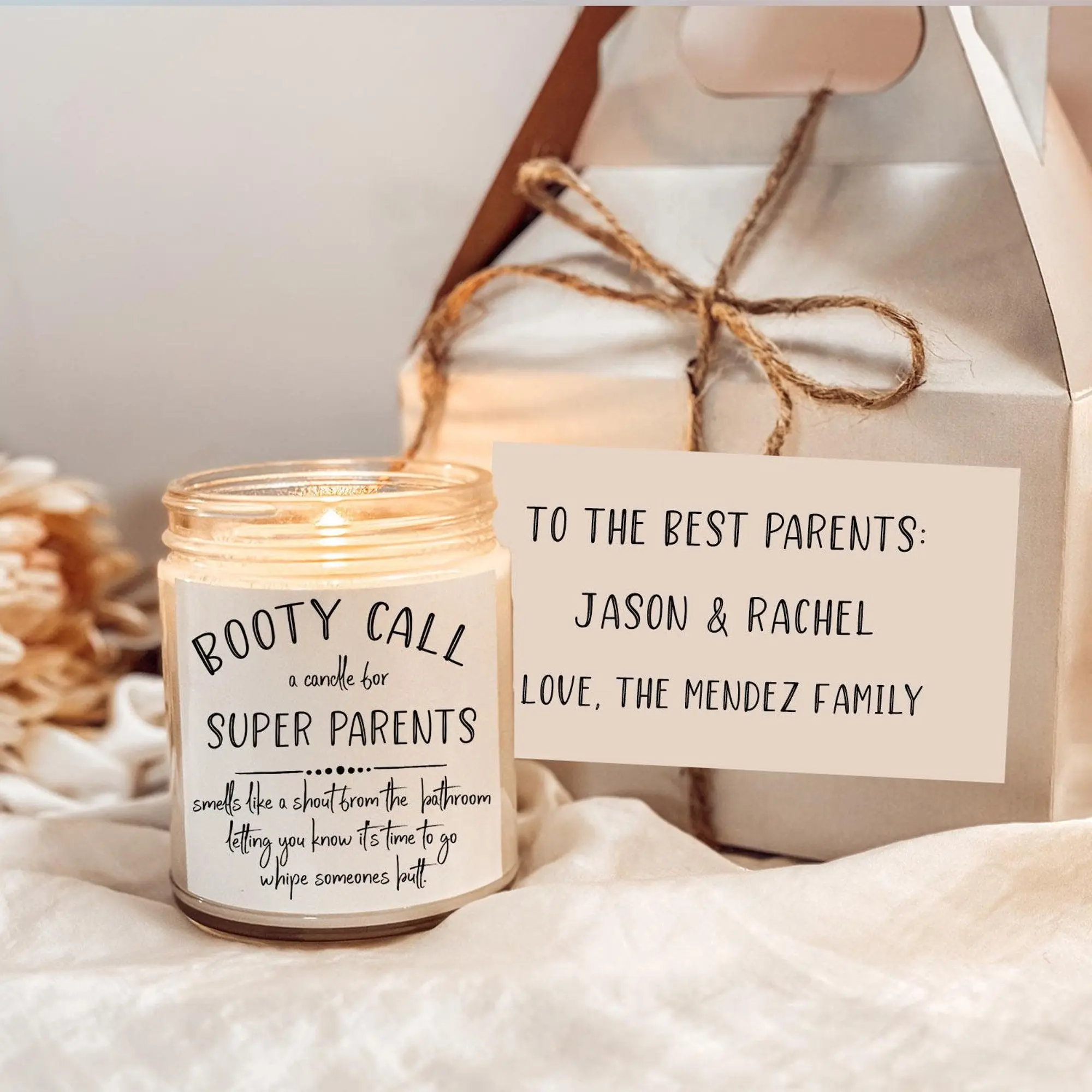 New Parents Gift, Booty Call New Baby Candle, Baby Shower Gift, Parents to be Gift, New Mom Gift, New Dad Gift, Toddler Mom Gift Decor Glass
