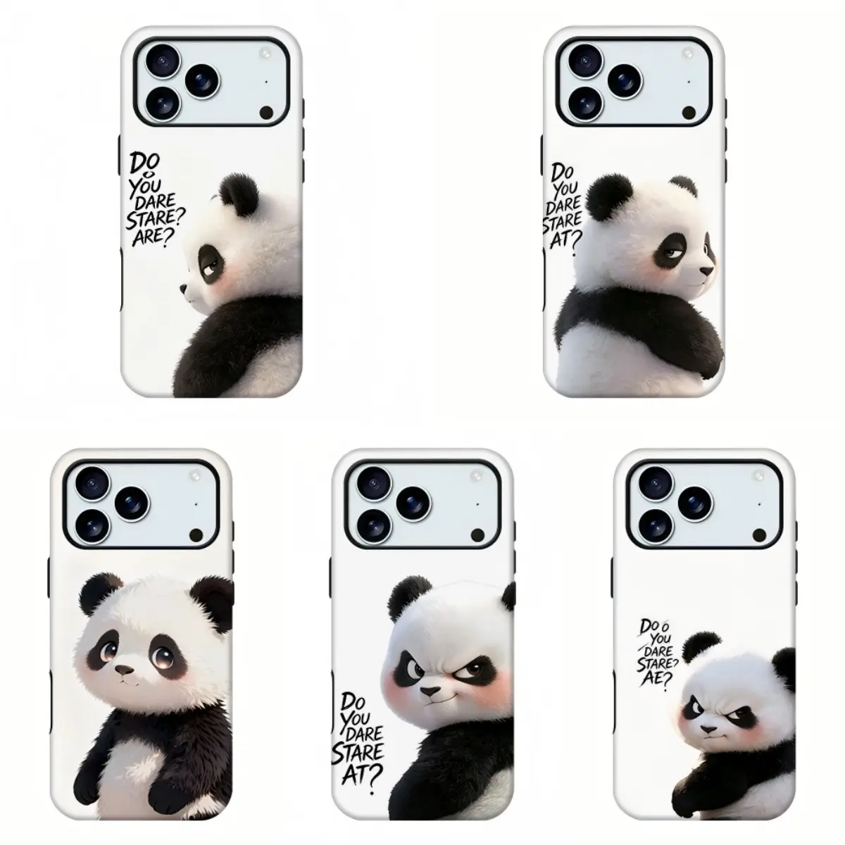 Cute Fluffy Angry Panda Letter Quote Print Phone Case, Kawaii Cartoon Grumpy Bear Full Print Shockproof Trendy Cellphone Aesthetic Shell for iPhone11 12 13 14 15 16 17pro max and Samsung S21-S26 .Perfect for Her/HimGirly Phone Caseslovely gift
